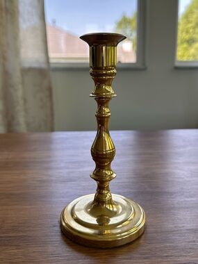 Baldwin Brass Candlestick Holder Vintage 7” Single Polished Brass Heavy